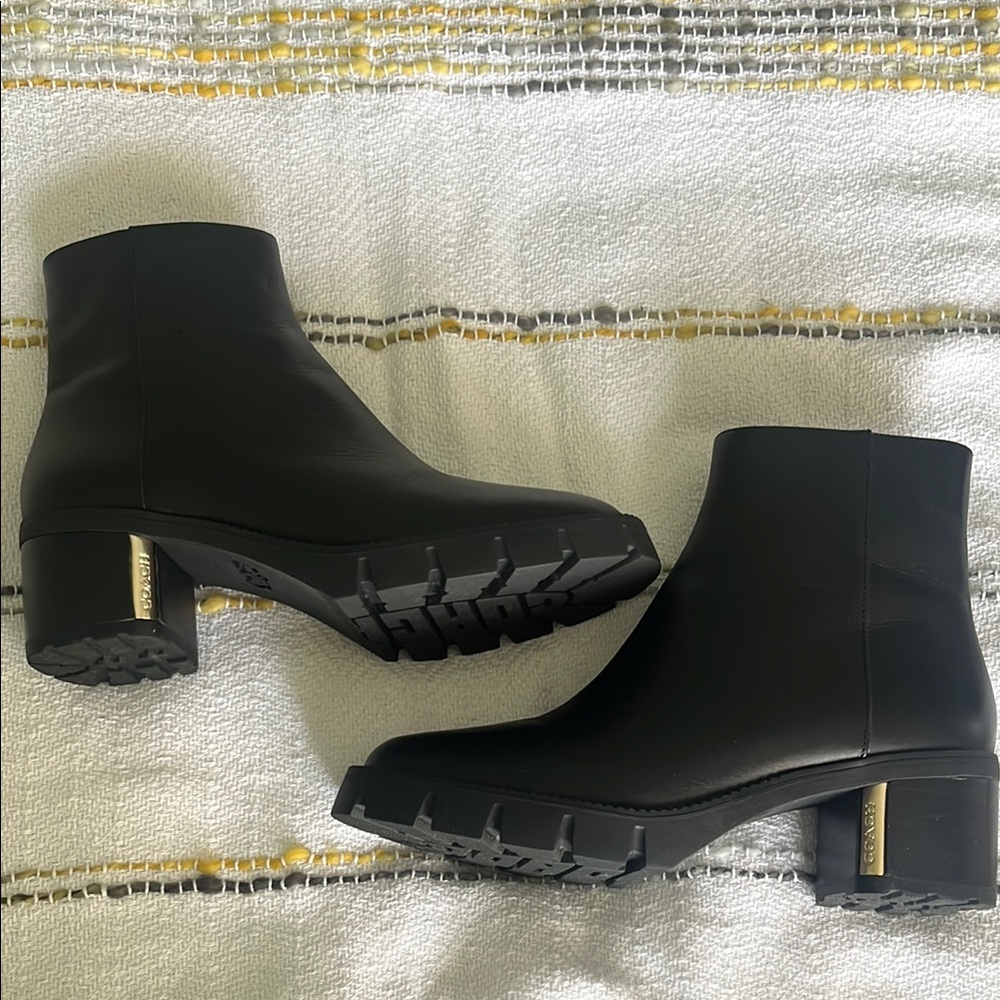 Coach Zipper Black Ankle Boots